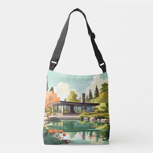 Moderne woning uit het midden van de eeuw #94 crossbody tas (Voorkant)
