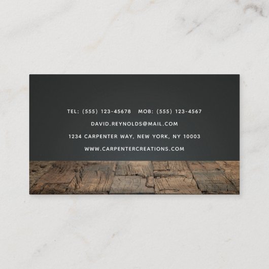 Moderne Wooden Carpentry-constructie Visitekaartje (Achterkant)