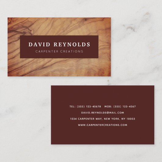 Moderne Wooden Carpentry constructor Visitekaartje (Voorkant / Achterkant)
