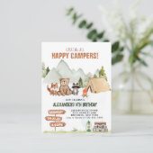 Moderne Woodland Happy Camper Camping Kids Verjaar Briefkaart (Staand voorkant)