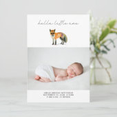 Moderne Woodland Vos Geboorteaankondiging Fotokaar Kaart (Staand voorkant)