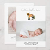 Moderne Woodland Vos Geboorteaankondiging Fotokaar Kaart (Voorkant / Achterkant)