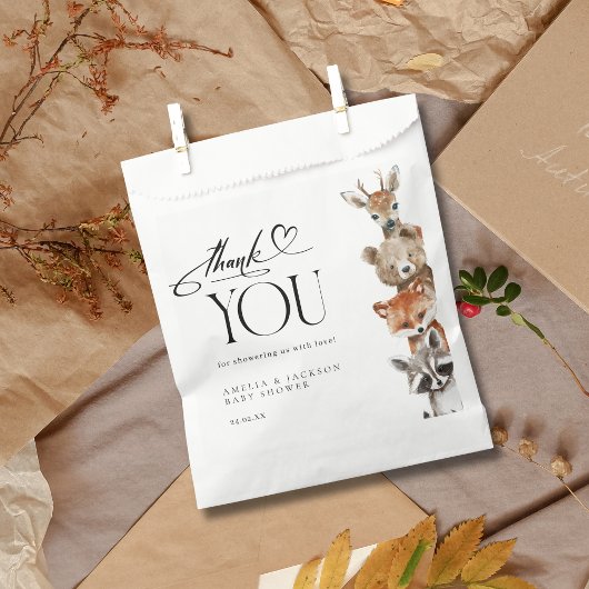 Moderne Woodland Watercolor Dieren Dank u Bedankzakje