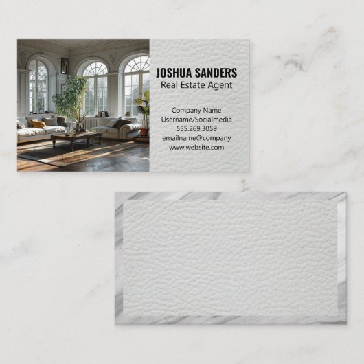 Moderne woonkamer | Lederen stijl look Visitekaartje (Voorkant / Achterkant)
