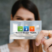 Moderne Woonkamer | Schoonmaakpictogrammen Visitekaartje