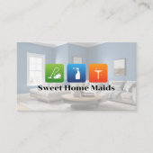 Moderne Woonkamer | Schoonmaakpictogrammen Visitekaartje (Voorkant)