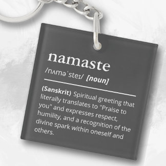 Moderne woordenboek Namaste Yoga Spiritueel Zwart Sleutelhanger