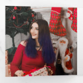 Moderne Wreath Photo Persoonlijke Kerstmis Drieluik Wenskaart (Binnenzijde eerst)