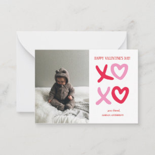 Moderne XOXO Foto Valentijnsdagkaart   Op maat gem Notitiekaartje