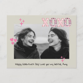 Moderne XOXO Galentine's Day Custom Foto & Tekst P Briefkaart