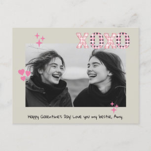 Moderne XOXO Galentine's Day Custom Foto & Tekst P Briefkaart