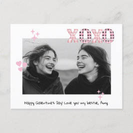 Moderne XOXO Galentine's Day Custom Foto & Tekst P Briefkaart