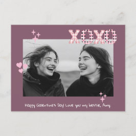 Moderne XOXO Galentine's Day Custom Foto & Tekst P Briefkaart