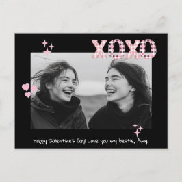 Moderne XOXO Galentine's Day Custom Foto & Tekst P Briefkaart