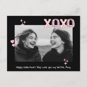 Moderne XOXO Galentine's Day Custom Foto & Tekst P Briefkaart