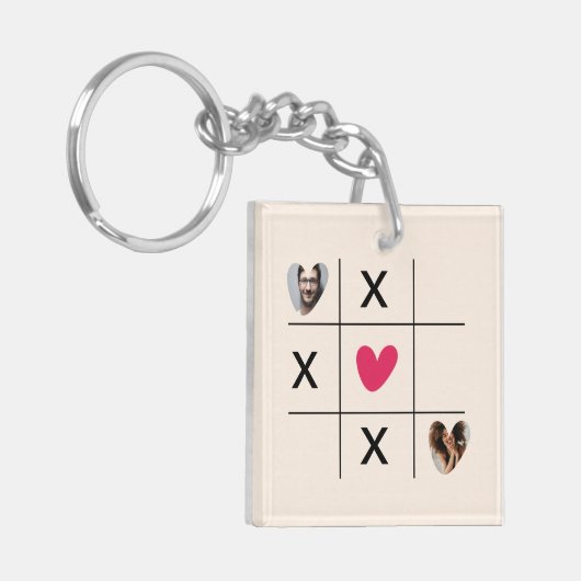 Moderne xoxo Hart fotocollage Sleutelhanger (Voorkant Links)
