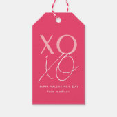 Moderne XOXO Hot Pink Valentijnsdag Cadeaulabel (Voorkant)