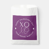 Moderne XOXO Paarse gepersonaliseerde Valentijnsda Bedankzakje (Voorkant)