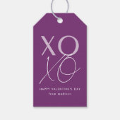 Moderne XOXO Paarse Valentijnsdag Cadeaulabel (Voorkant)