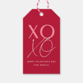 Moderne XOXO Red en Roze Valentijnsdag Cadeaulabel (Voorkant)