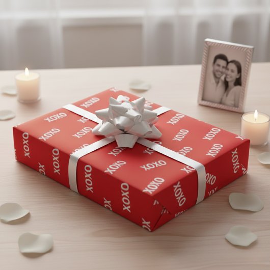 Moderne XOXO Rood & Witte Valentijnsdag Cadeaupapier