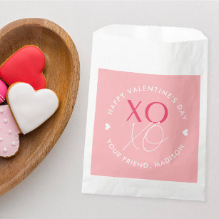 Moderne XOXO roze gepersonaliseerde Valentijnsdag Bedankzakje