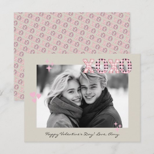 Moderne XOXO Valentijnsdag Aangepaste Foto & Tekst Briefkaart (Voorkant / Achterkant)