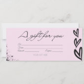 Moderne XOXO zwarte & roze cadeaubon Kaart (Achterkant)