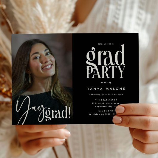 Moderne 'Yay Grad' Foto Afstudeerfeest Kaart