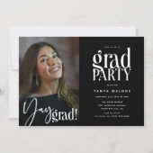 Moderne 'Yay Grad' Foto Afstudeerfeest Kaart (Voorkant)