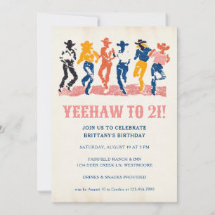 Moderne Yeehaw Cowgirl 21e verjaardagsfeest Kaart