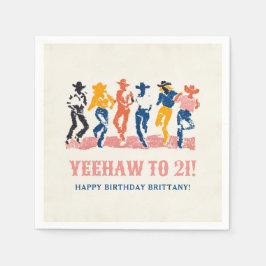 Moderne Yeehaw Cowgirl 21e verjaardagsfeest Servet