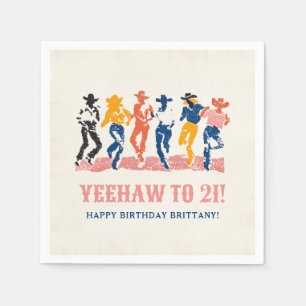 Moderne Yeehaw Cowgirl 21e verjaardagsfeest Servet