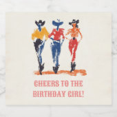 Moderne Yeehaw Cowgirl Verjaardagsfeest Custom Bier Etiket (Enkel label)