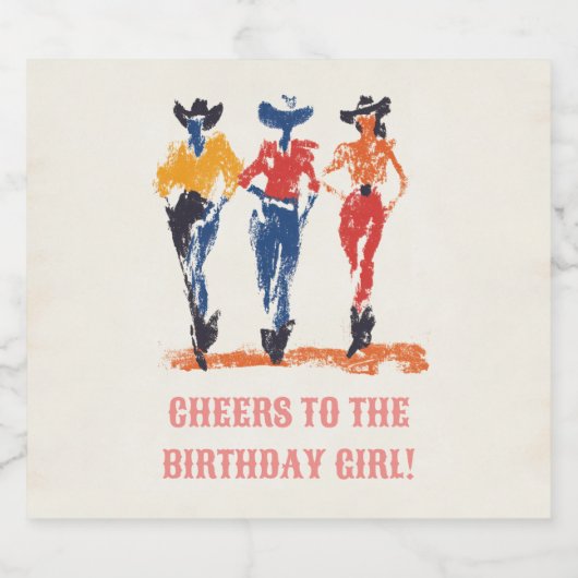Moderne Yeehaw Cowgirl Verjaardagsfeest Custom Bier Etiket (Enkel label)