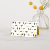 Moderne Yellow Bee Honeycomb Kinder zomerverjaarda Plaatskaartje (Achterkant)