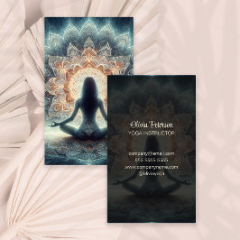 Moderne Yoga Docent Mandala Yogi Meisje Visitekaartje