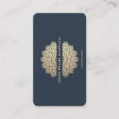 Moderne Yoga Instructeur Blauw Goud Mandala Monogr Visitekaartje (Voorkant)