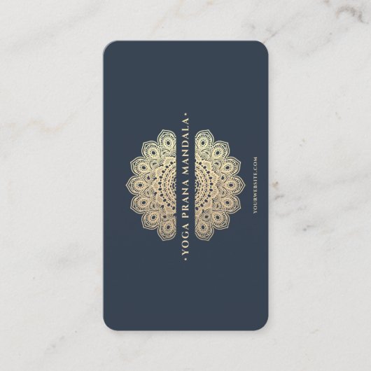 Moderne Yoga Instructeur Blauw Goud Mandala Monogr Visitekaartje (Voorkant)