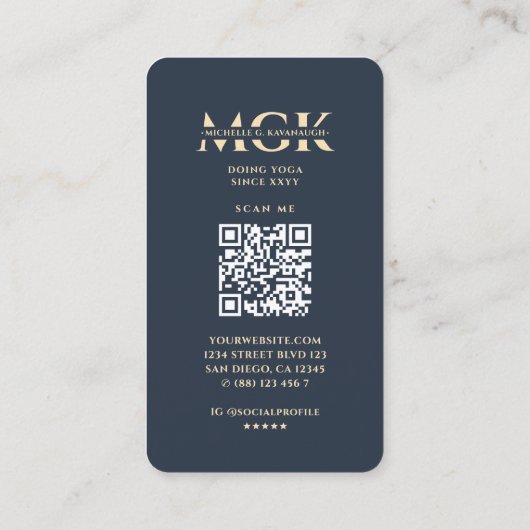 Moderne Yoga Instructeur Blauw Goud Mandala Monogr Visitekaartje (Achterkant)