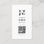 Moderne Yoga Instructeur Wellness Monogram QR Visitekaartje (Achterkant)