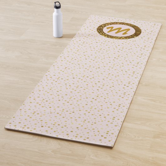 Moderne Yoga Meisje Monogram Gouden Glitter Blush  Yogamat (In situ)