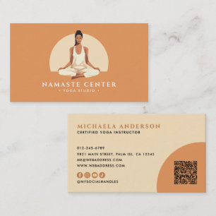 Moderne Yoga/Mindfulness Lotuspositie Socials QR-c Visitekaartje