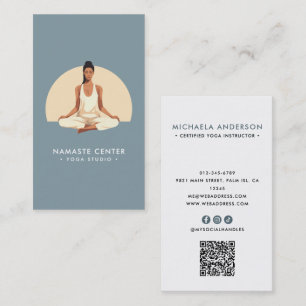 Moderne Yoga/Mindfulness Lotuspositie Socials QR-c Visitekaartje