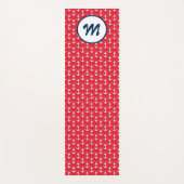 Moderne Yoga Nautische Ankers Monogram Rood Blauw Yogamat (Voorkant)