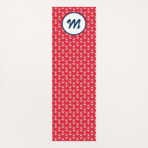 Moderne Yoga Nautische Ankers Monogram Rood Blauw
