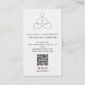 Moderne Yoga / Wellness Lotus Pose Socials QR-code Visitekaartje (Achterkant)