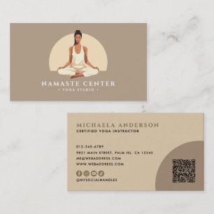 Moderne Yoga / Wellness Lotus Pose Socials QR-code Visitekaartje