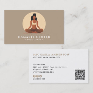 Moderne Yoga/Wellness Lotuspositie Socials QR-code Visitekaartje