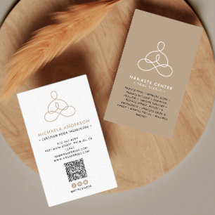 Moderne Yoga/Wellness Lotuspositie Socials QR-code Visitekaartje